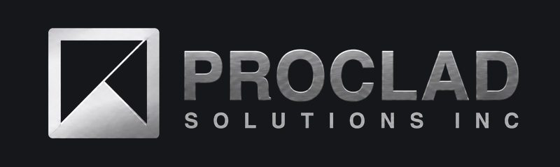 ProClad Solutions Inc logo — silver geometric square mark with diagonal light and dark halves next to the PROCLAD wordmark on a charcoal background.